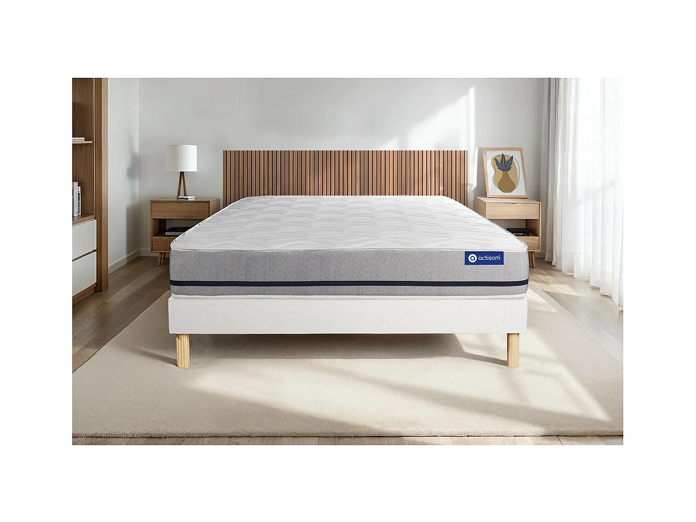 Ensemble matelas 180x200 ACTILATEX SOFT 3zones de confort + sommier KIT blanc