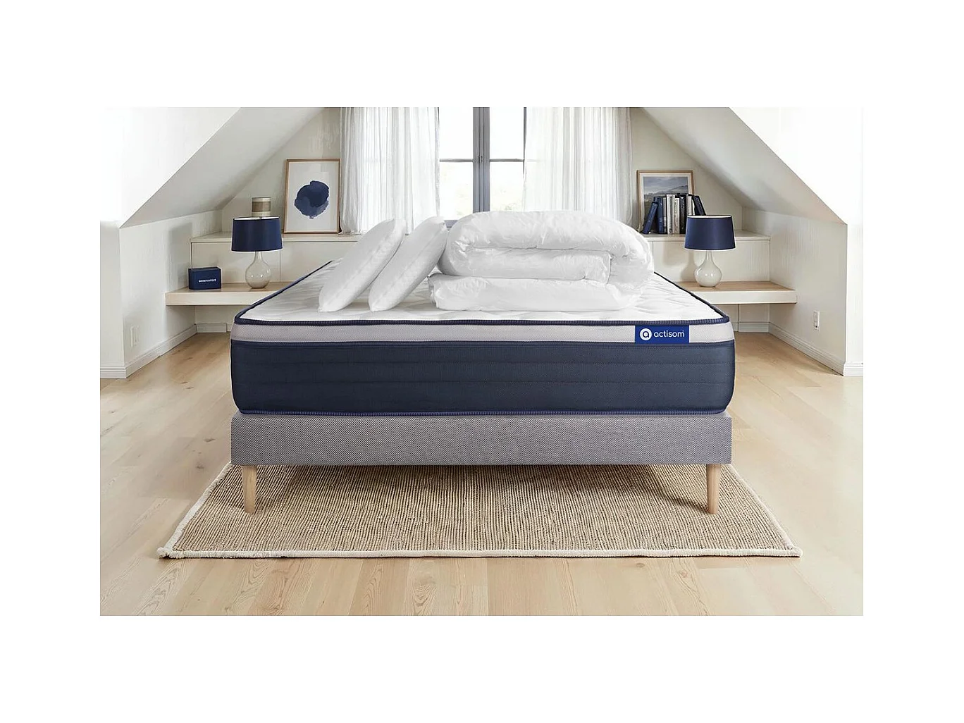 Compleet bedpakket - Matras 140x200 cm + Lattenbodem (kit) + 2 kussens + Dekbed - Actiflex Max