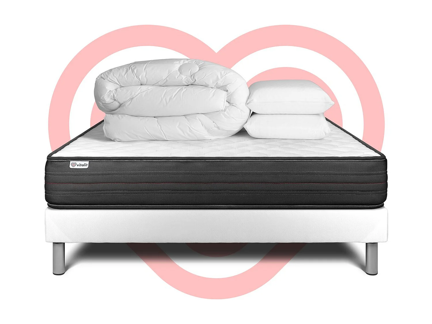 Pack prêt à dormir VITALPOWER 140 x 200 cm sommier Kit blanc