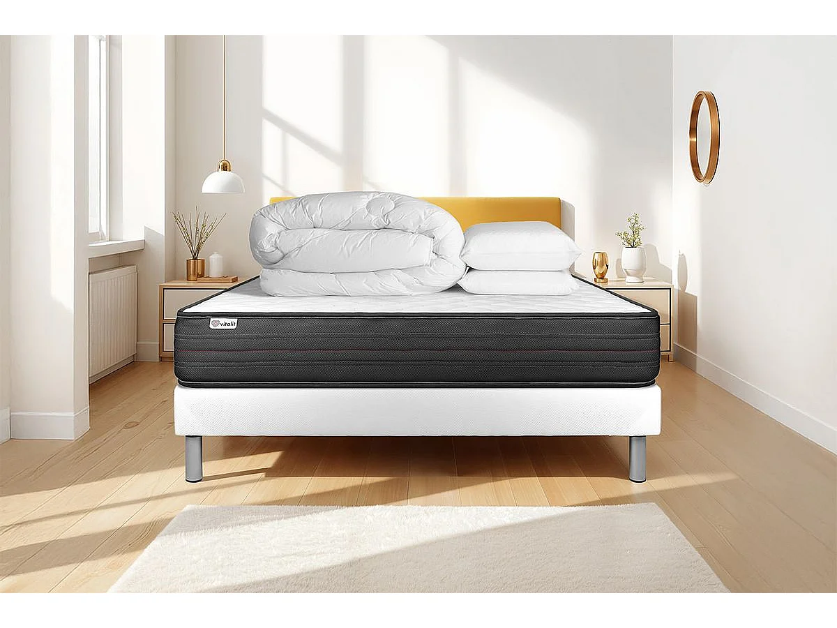 Pack prêt à dormir VITALPOWER 140 x 200 cm sommier Kit blanc