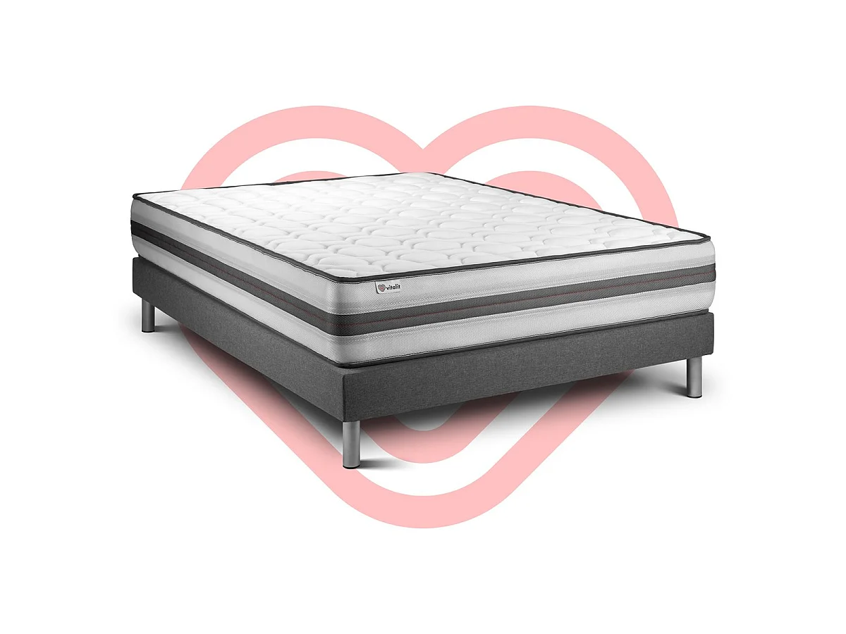 Ensemble VITALPOWER RECOVER 180 x 200 cm sommier Kit gris