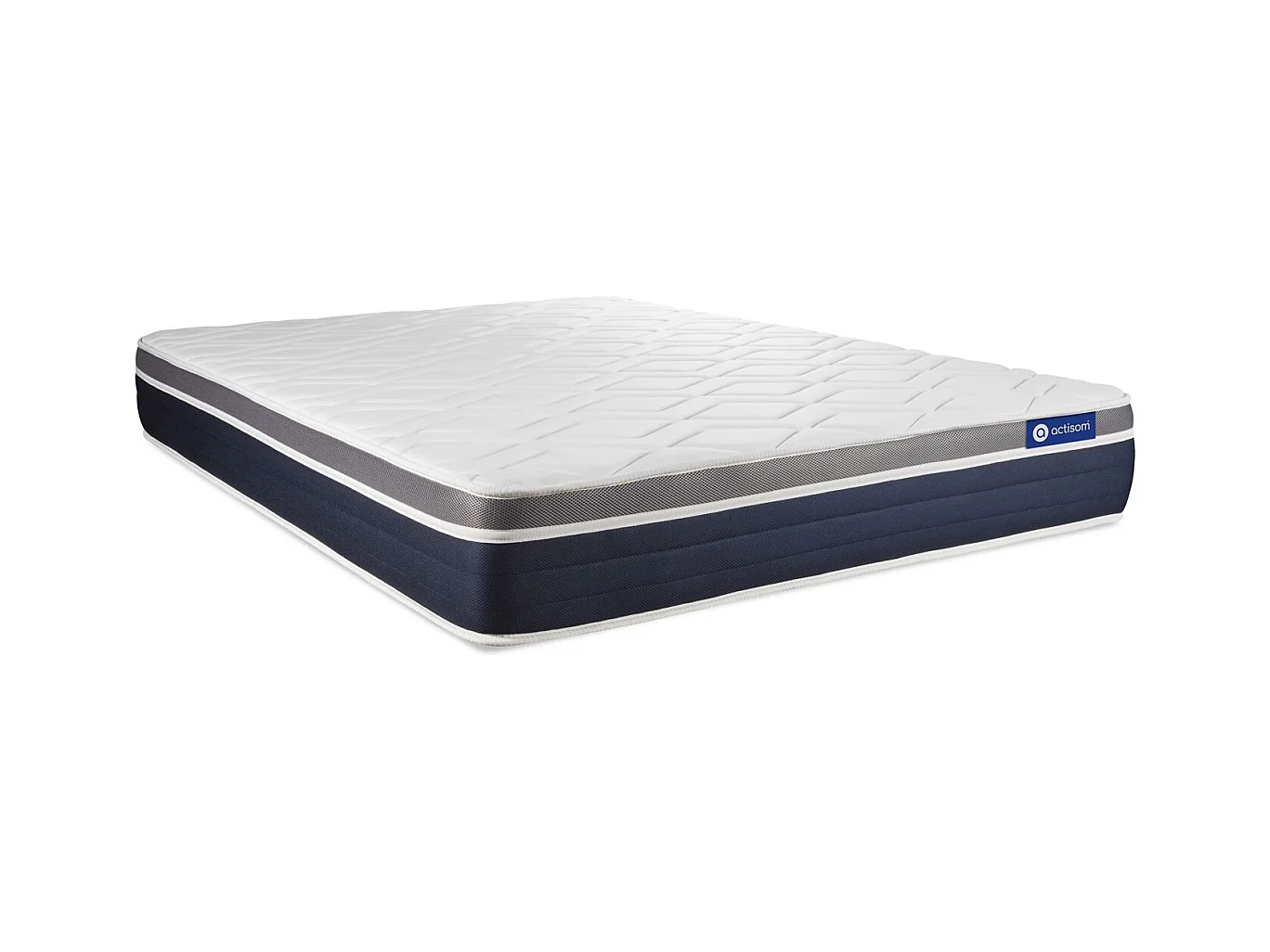 Ensemble ACTIFLEX CONFORT Matelas Ressorts ensachés+mémoire de forme 140x190cm Maxi épaisseur + sommier KIT gris