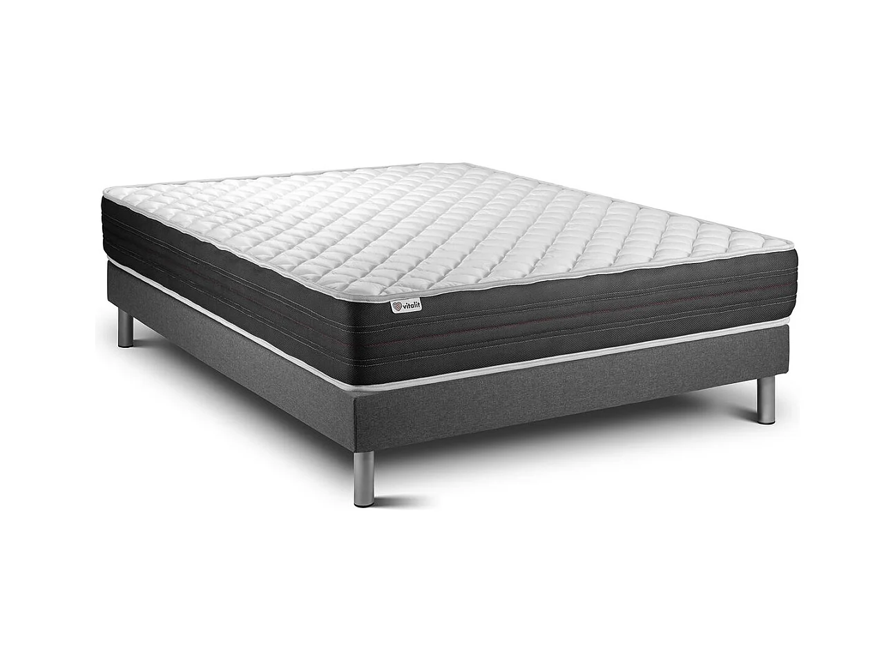 Ensemble VITALMEMO ONE 160 x 200 cm sommier Kit gris