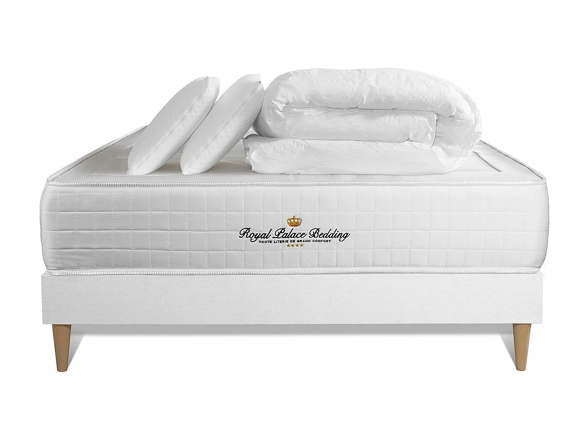 Kompletny zestaw lózka - materac 140x190 cm + Sprezyna skrzyniowa z listwami (w zestawie) + 2 poduszki Koldra - Windsor