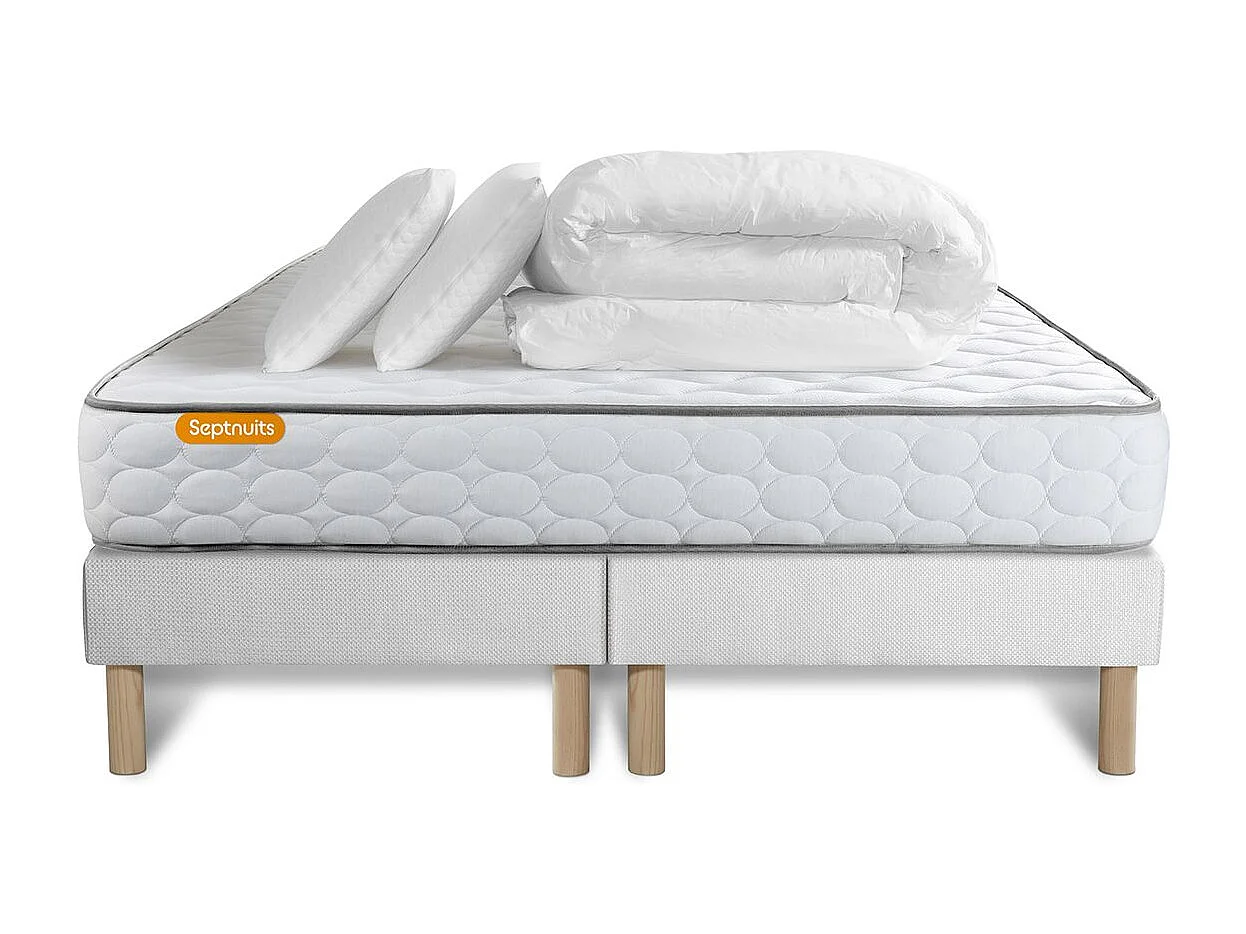 Pack matelas Memo + double sommiers  180x200 + 2 oreillers mémoire de forme