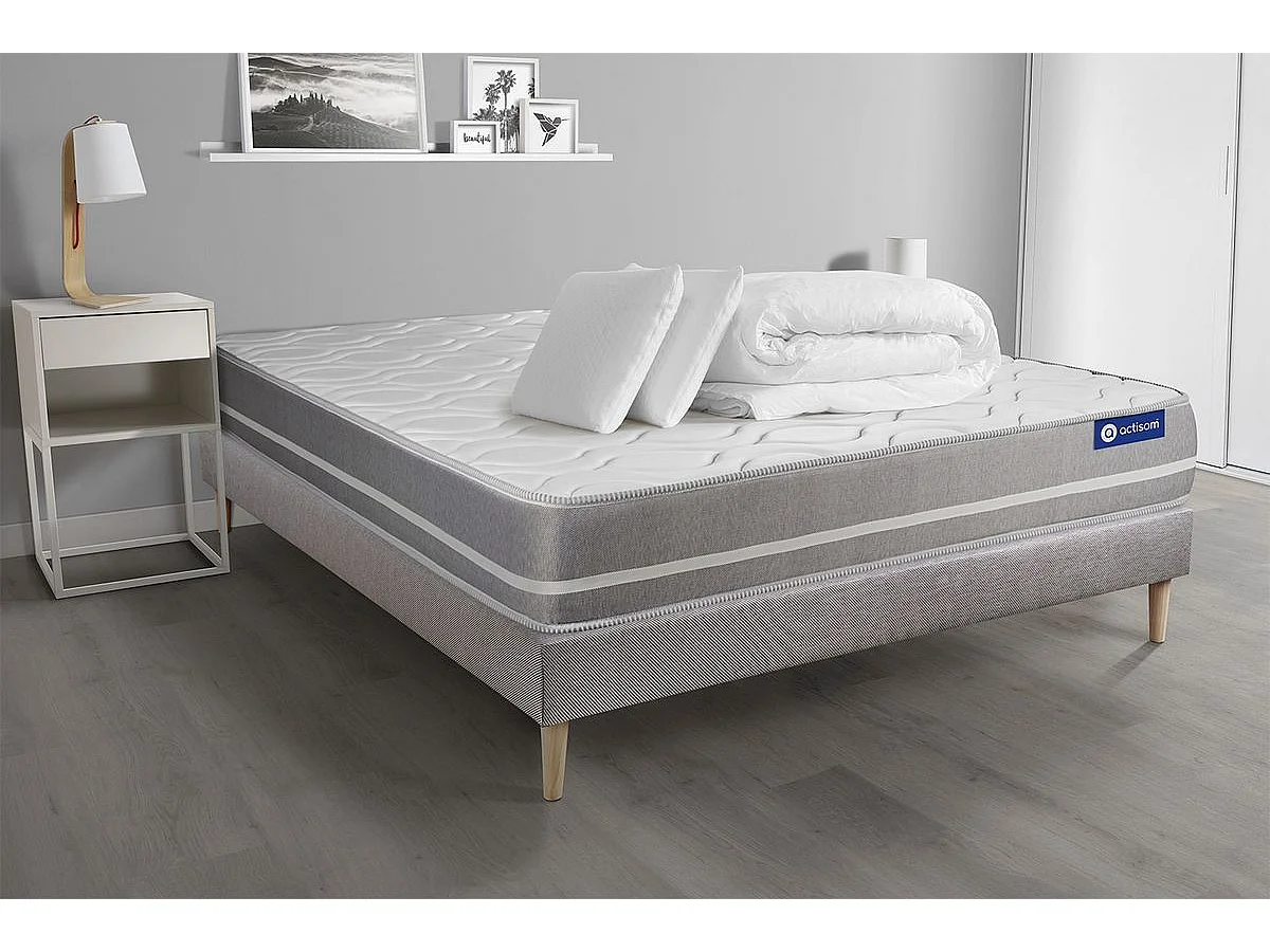 Compleet bedpakket - Matras 140x190 cm + Lattenbodem (in kit) + 2 kussens + Dekbed - Actimemo Touch