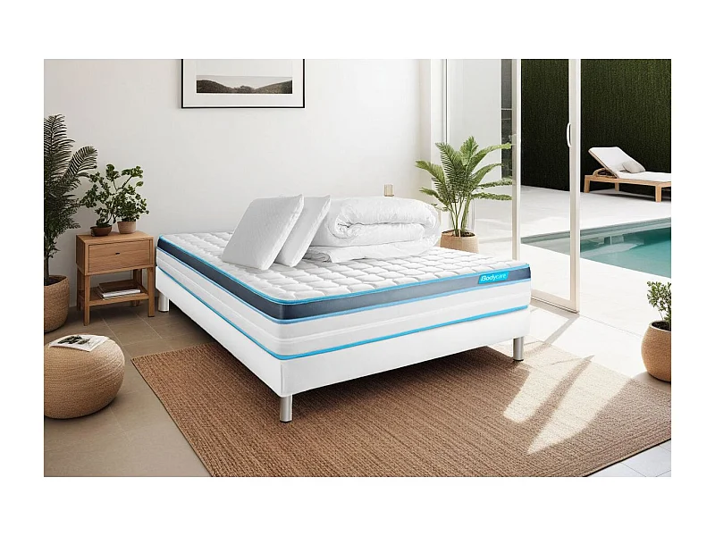 Pack PERFORM 140x200 Mousse à mémoire de forme ProfiZone 5 zones Ultra épaisseur + Couette + 2 oreillers