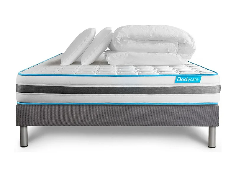 Pack BODYZONE 160x200 Ressorts ensachés 3 zones Ultra épaisseur + Couette + 2 oreillers