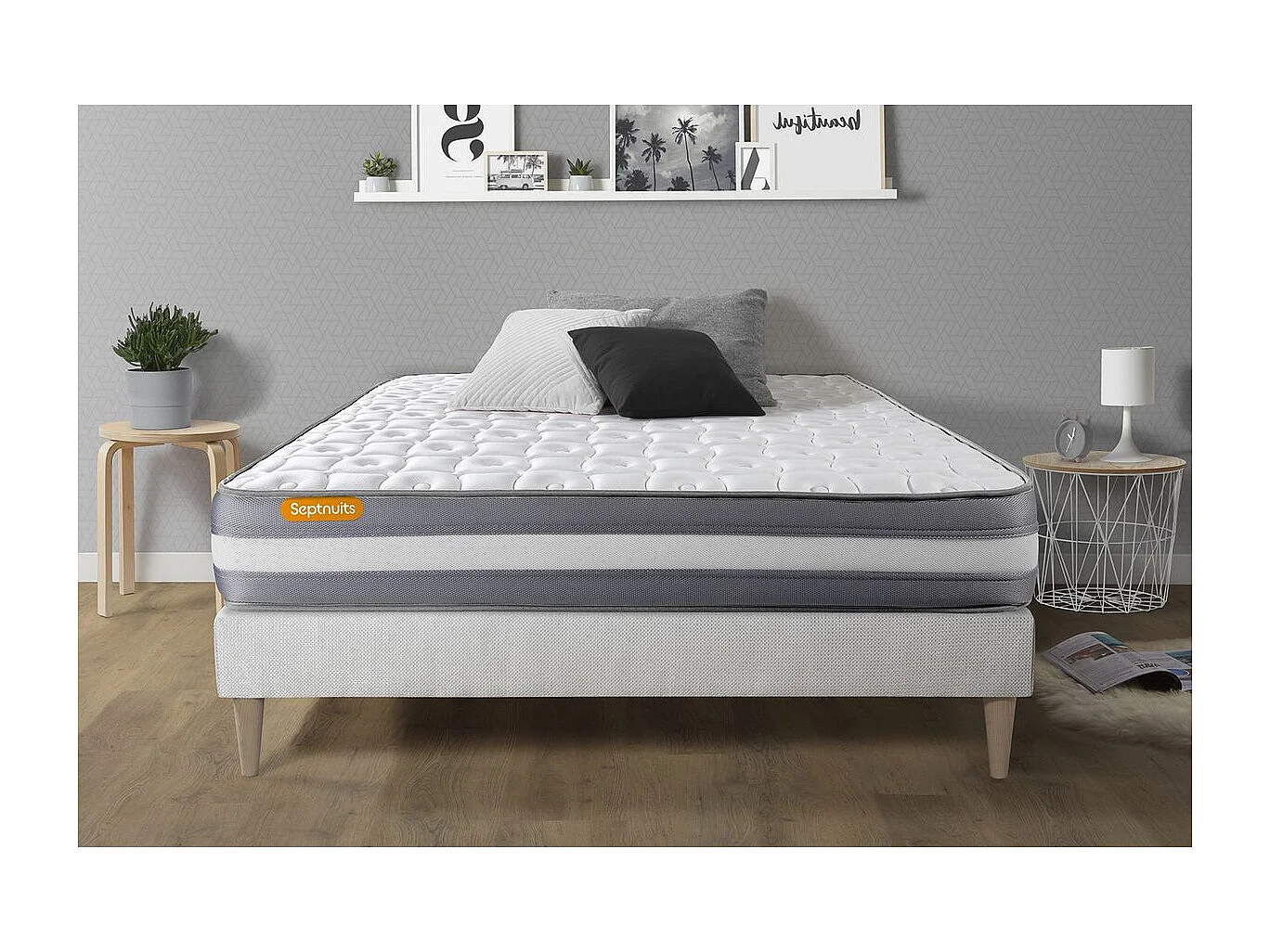 Matelas + sommier kit blanc 140x190 Memo Plus Mémoire de forme