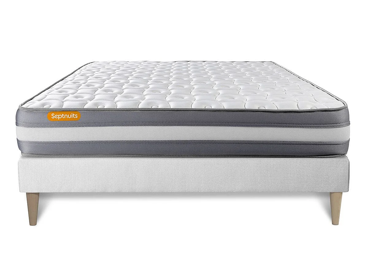 Matelas + sommier kit blanc 140x190 Memo Plus Mémoire de forme