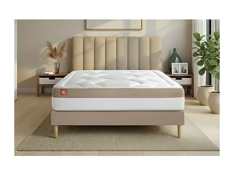 Pack prêt à dormir matelas LE COSY 160x200cm Mémoire de forme - Ep. 30cm + sommier kit Beige