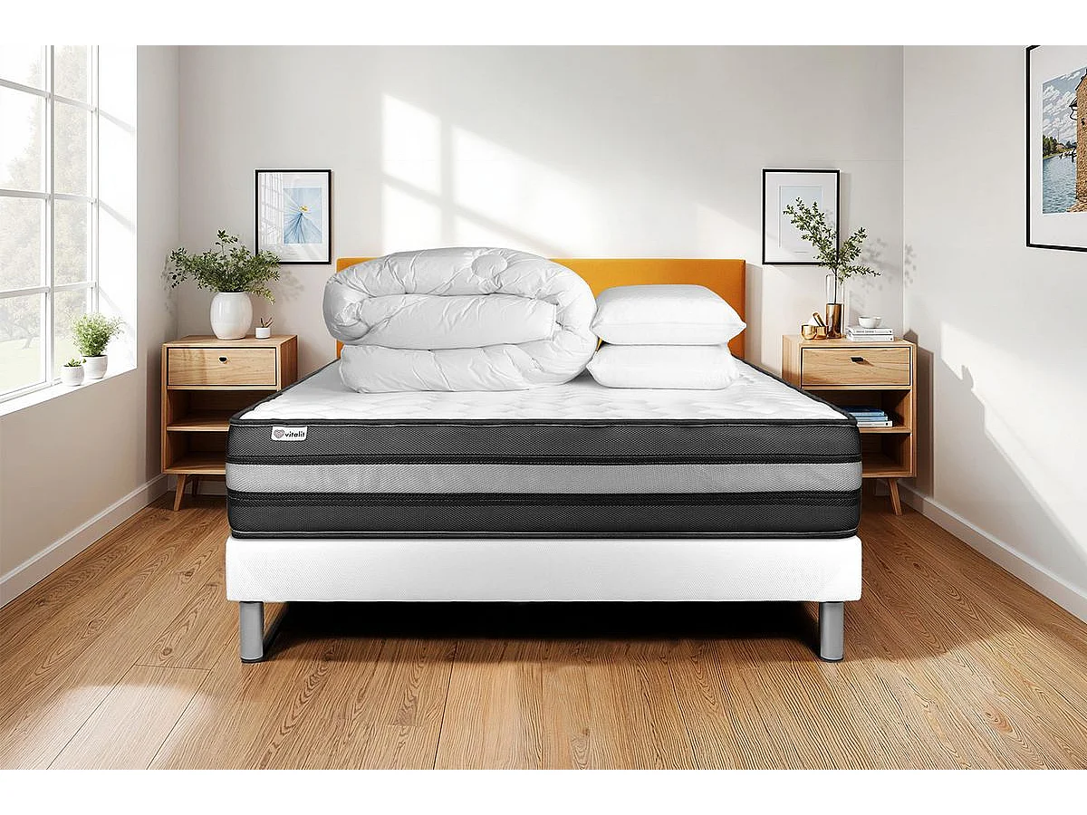 Pack prêt à dormir VITALPOWER ZEN 140 x 190 cm sommier Kit blanc