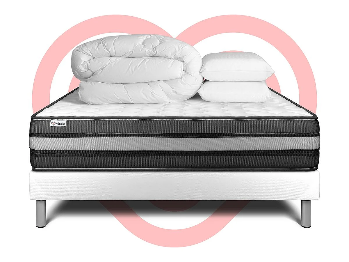 Pack prêt à dormir VITALPOWER ZEN 140 x 190 cm sommier Kit blanc