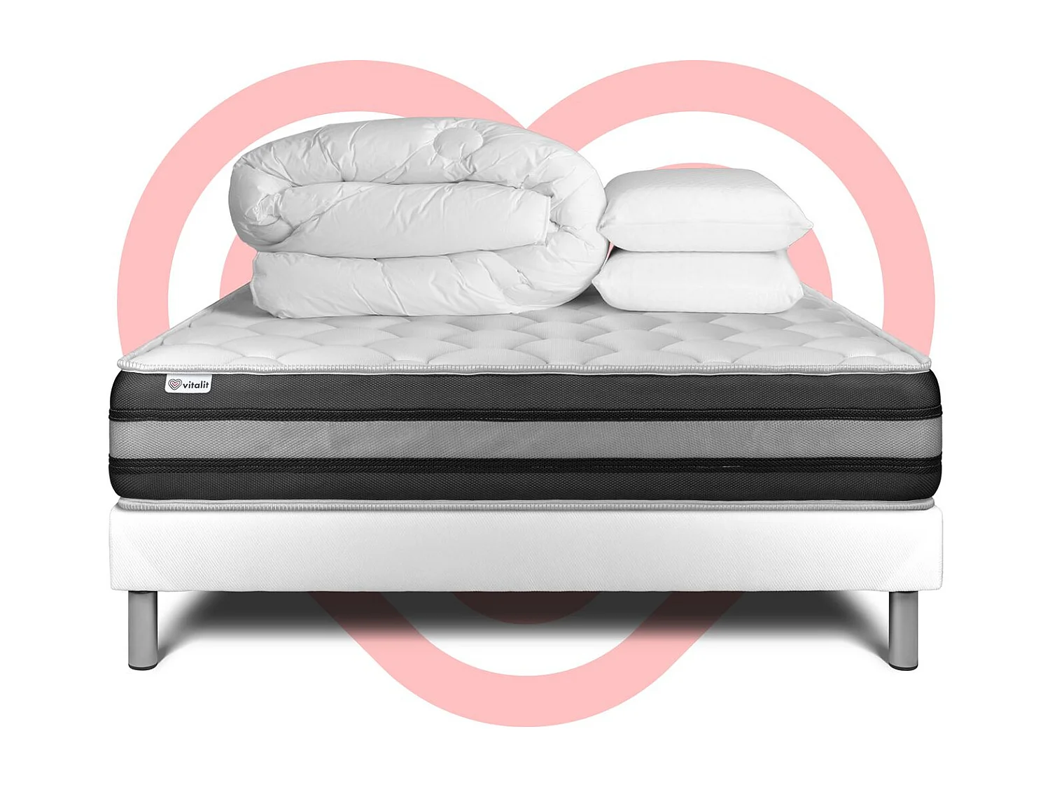 Pack prêt à dormir VITALSPRING ZEN 200 x 200 cm sommier Kit blanc