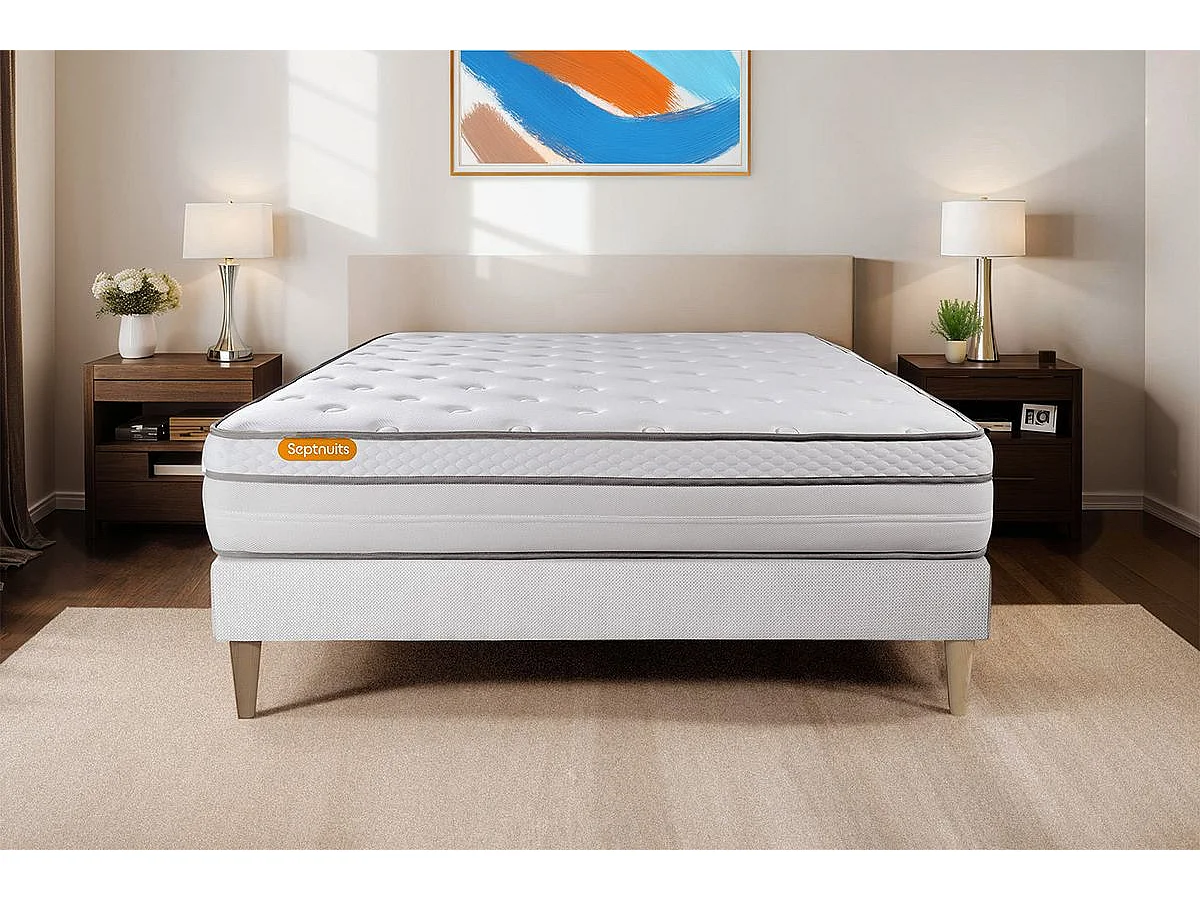 Matelas 90x190 Memo Luxe  Ressorts ensachés + mémoire de forme 5 zones de confort MAXI épaisseur