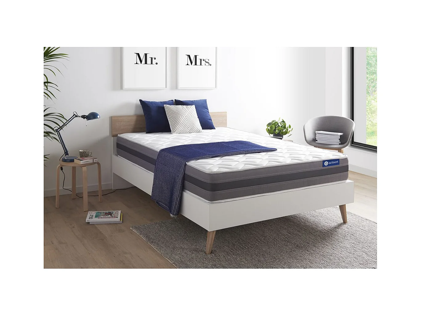 ACTISOM Matelas Latex et mémoire de forme 140x200 cm Maxi épaisseur 5zones de confort