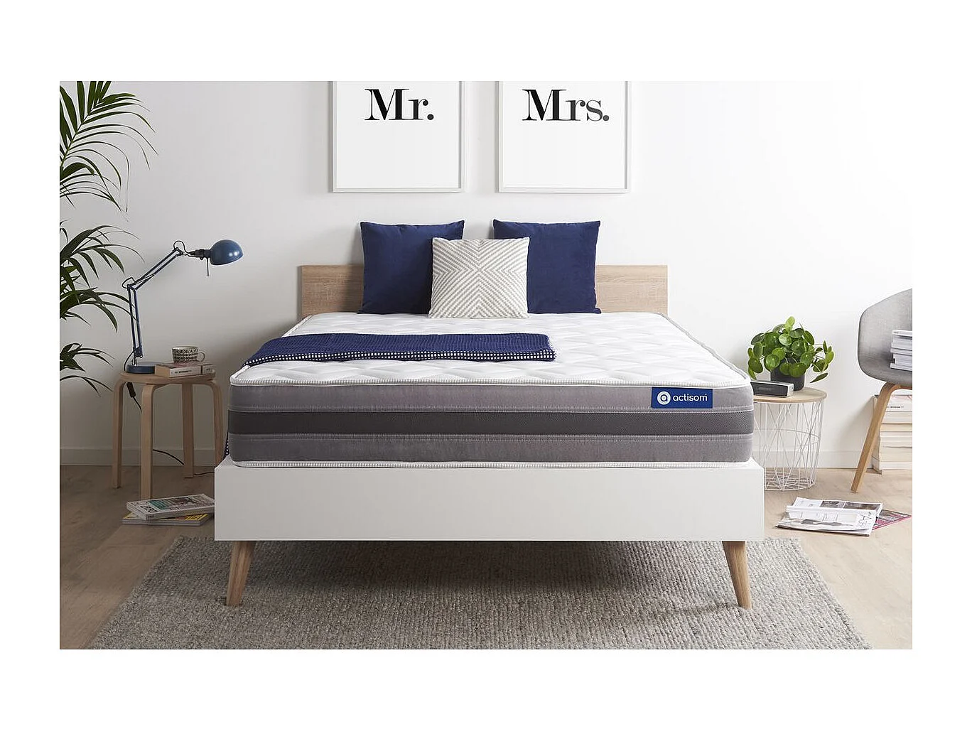 ACTISOM Matelas Latex et mémoire de forme 140x200 cm Maxi épaisseur 5zones de confort