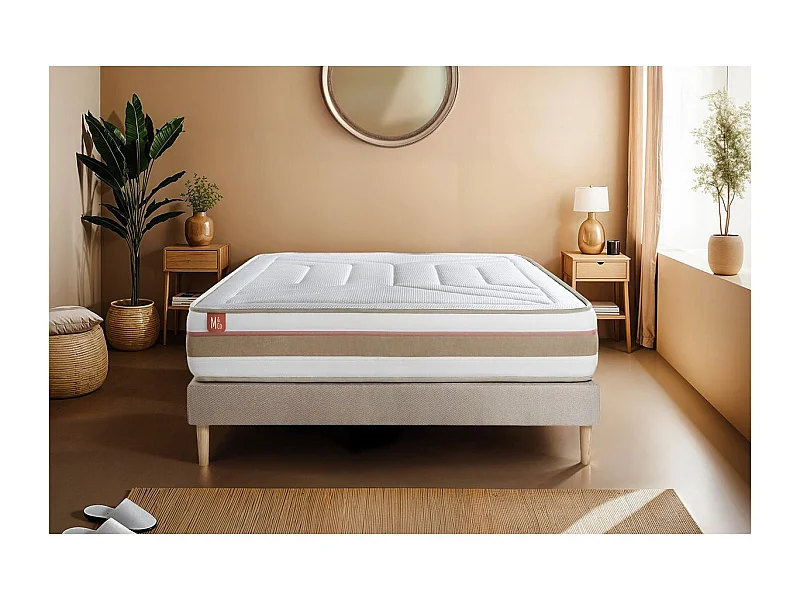 Matelas LE TENDRE 140x190cm Ressorts ensachés + Mémoire de forme 7 zones de confort - Ep. 28cm