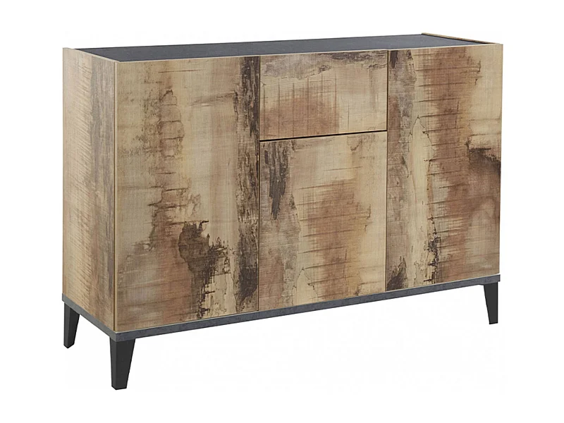 Buffet Ddybal, Buffet de cuisine avec 3 portes et 1 tiroir, Buffet de salon, Buffet de cuisine, 100% Made in Italy, 120x40h82 cm, Ardoise et Érable