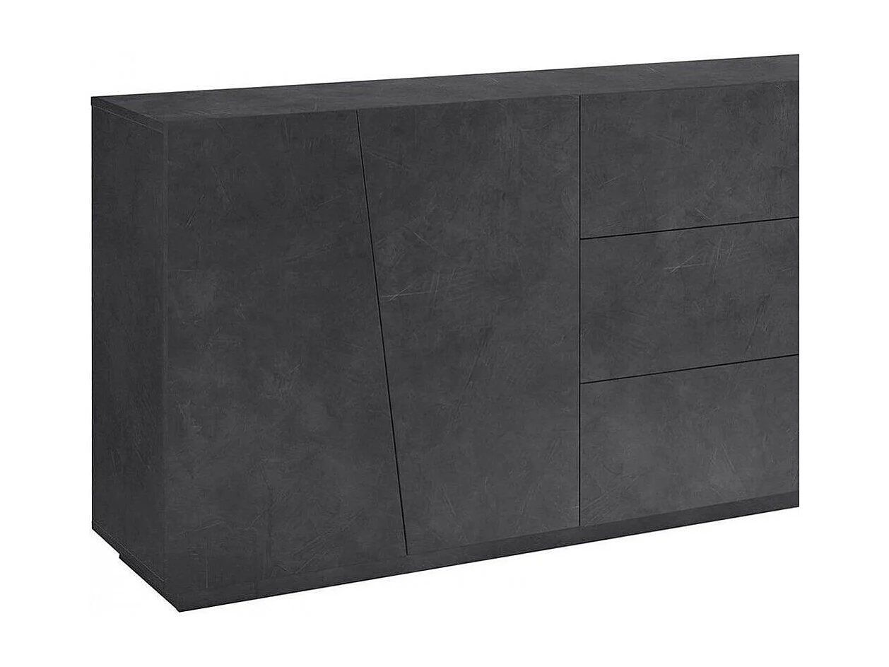 Buffet Dmicill, Buffet de cuisine avec 4 portes et 3 tiroirs, Buffet de salon, 100% Made in Italy, 220x43h86 cm, Ardoise