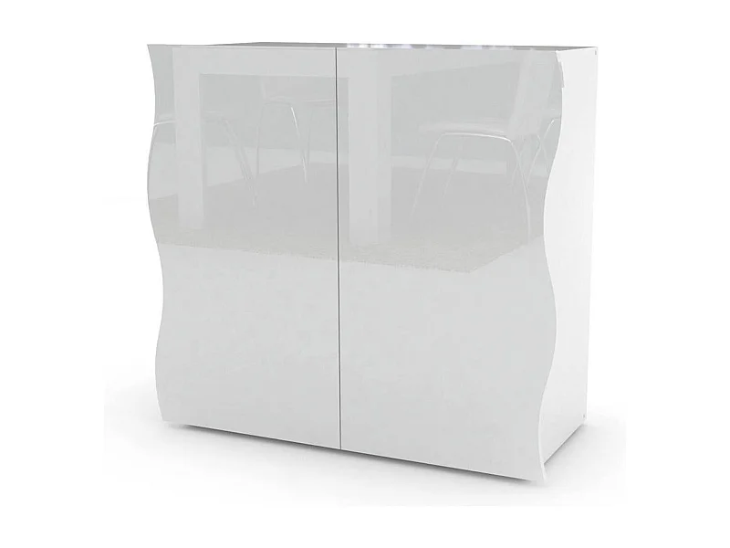 Aparador Dlandin, Aparador de cocina con 2 puertas, Buffet de salón, 100% Made in Italy, cm 90x40h81, Blanco brillo