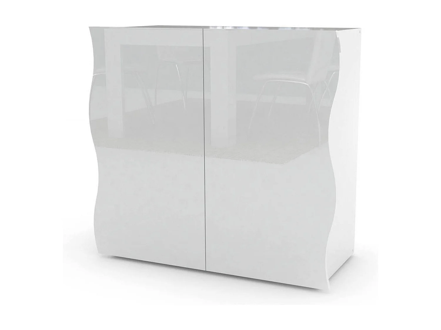 Aparador Dlandin, Aparador de cocina con 2 puertas, Buffet de salón, 100% Made in Italy, cm 90x40h81, Blanco brillo