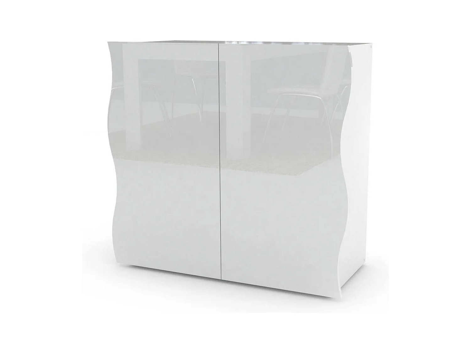Buffet Dlandin, Buffet de cuisine 2 portes, Buffet de salon, 100% Made in Italy, 90x40h81 cm, Blanc brillant