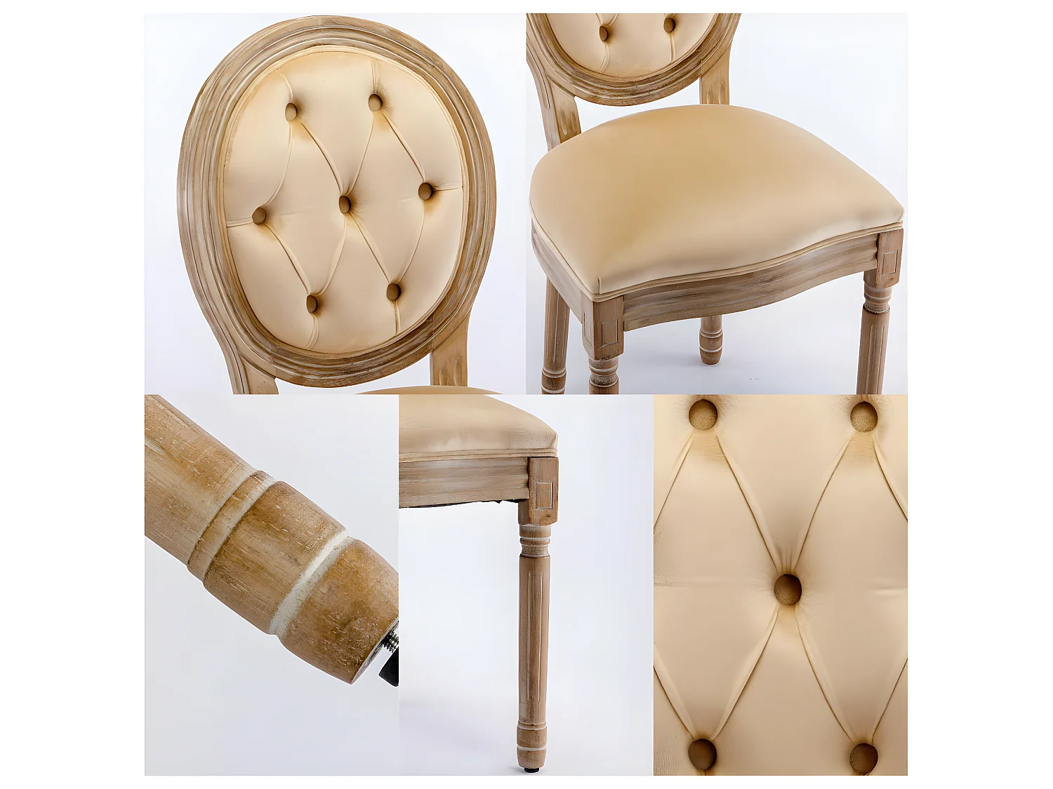 Lotto di 2 chaise longue in velluto con bottoni capitonnés - cadre in bois massif - Marron