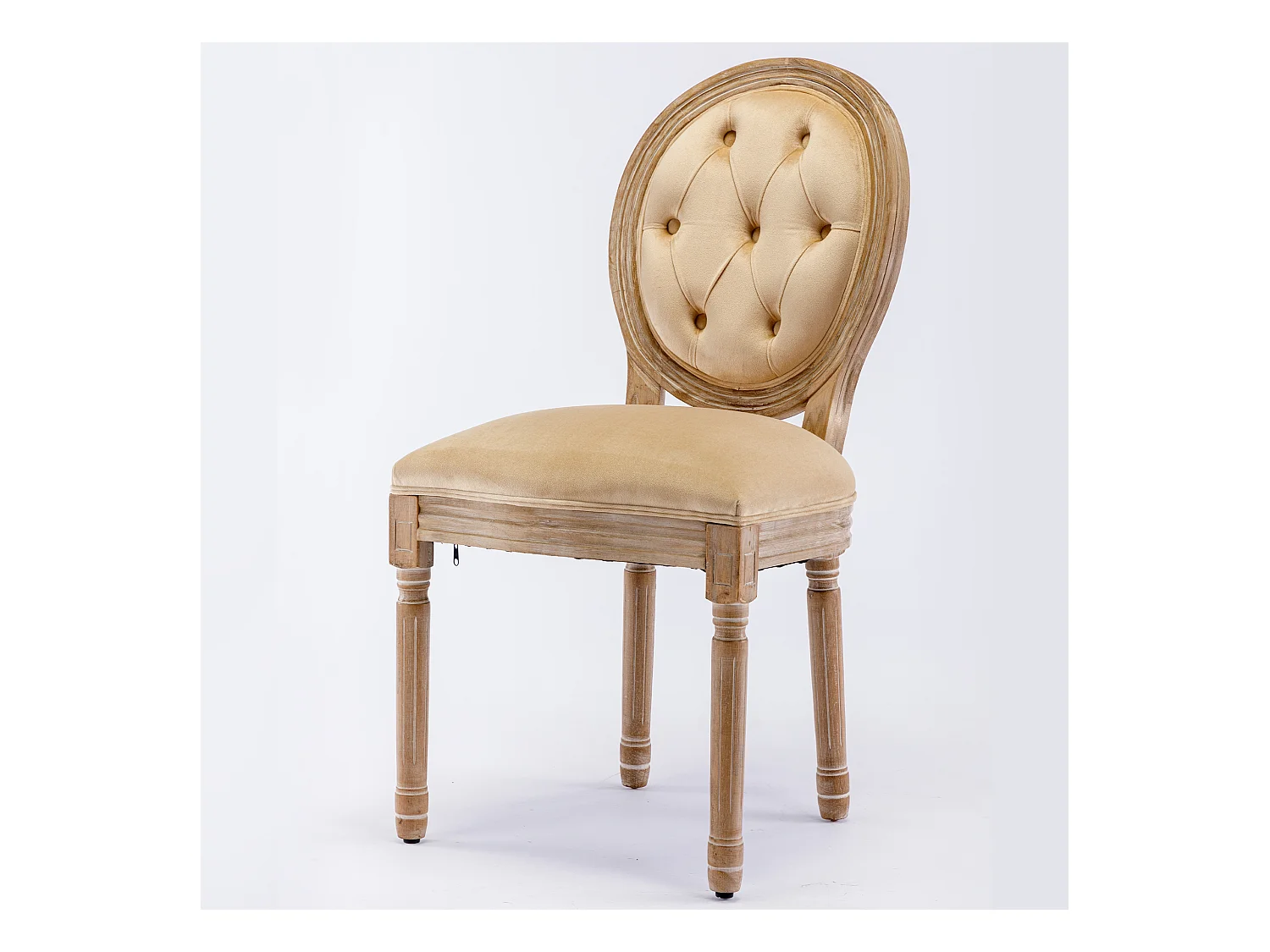 Lotto di 4 chaise longue in velluto con bottoni capitonnés - cadre in bois massif - Marron