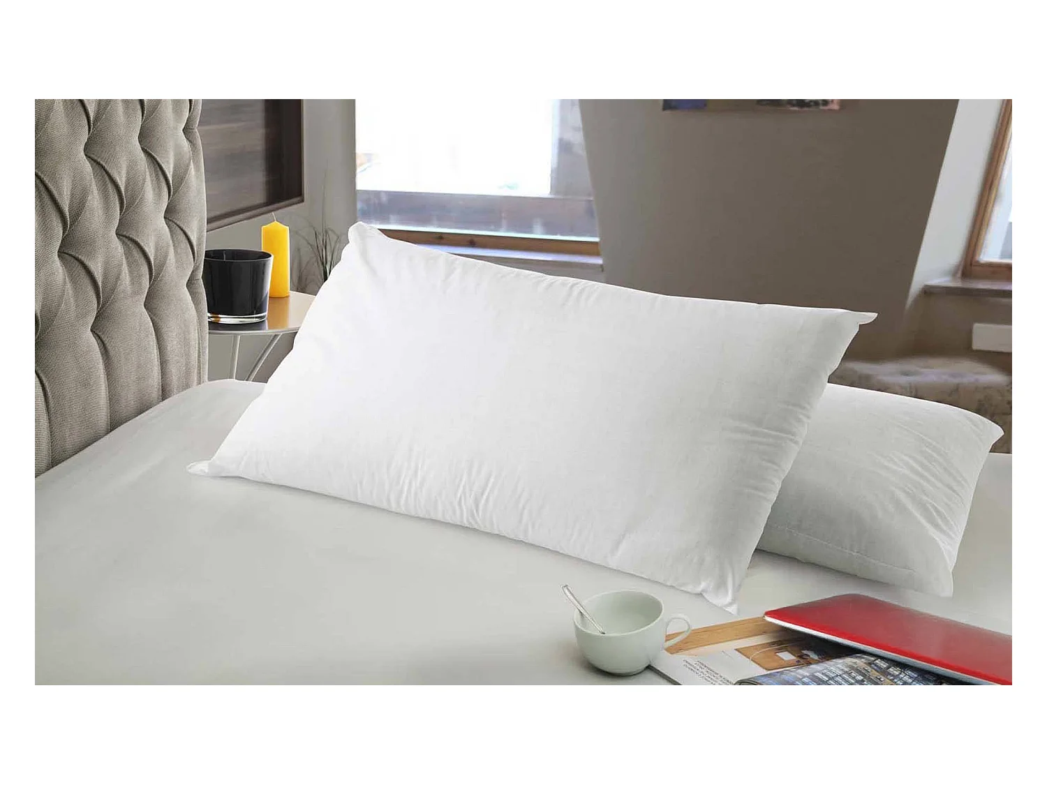 Oreiller Ariete, coussin "barre de savon" déhoussable en mousse à mémoire de forme, 100% Made in Italy, hypoallergénique et respirant, 71x41h11 cm, lot de 2