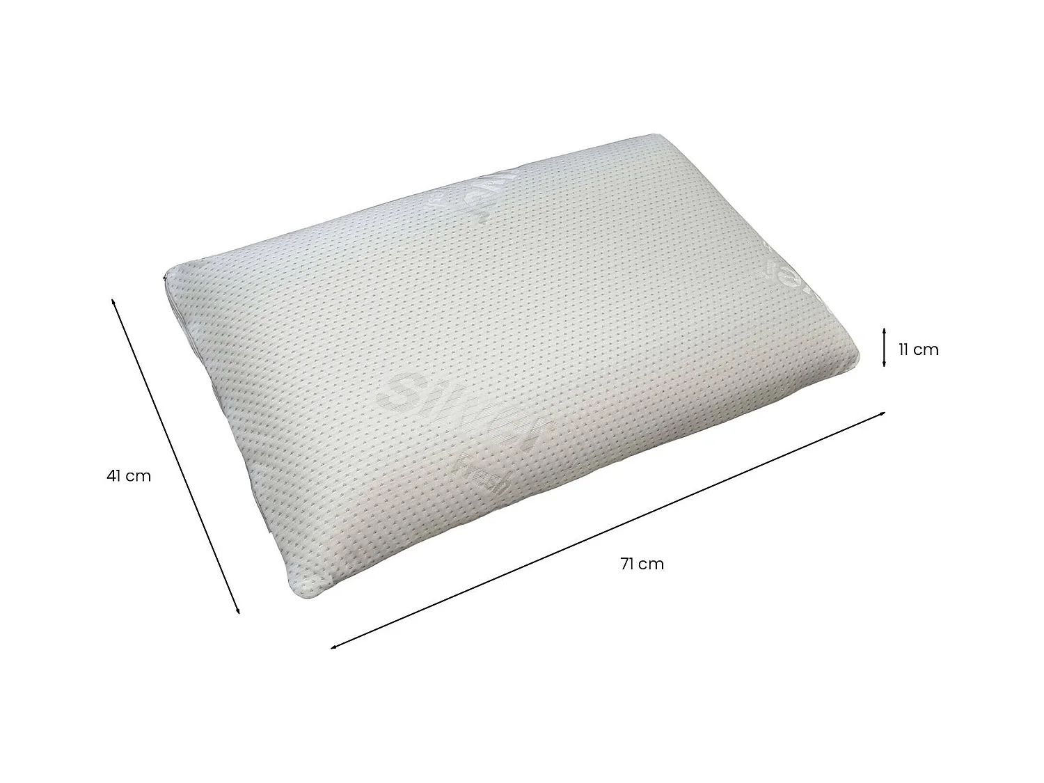 Oreiller Ariete, coussin "barre de savon" déhoussable en mousse à mémoire de forme, 100% Made in Italy, hypoallergénique et respirant, 71x41h11 cm, lot de 2