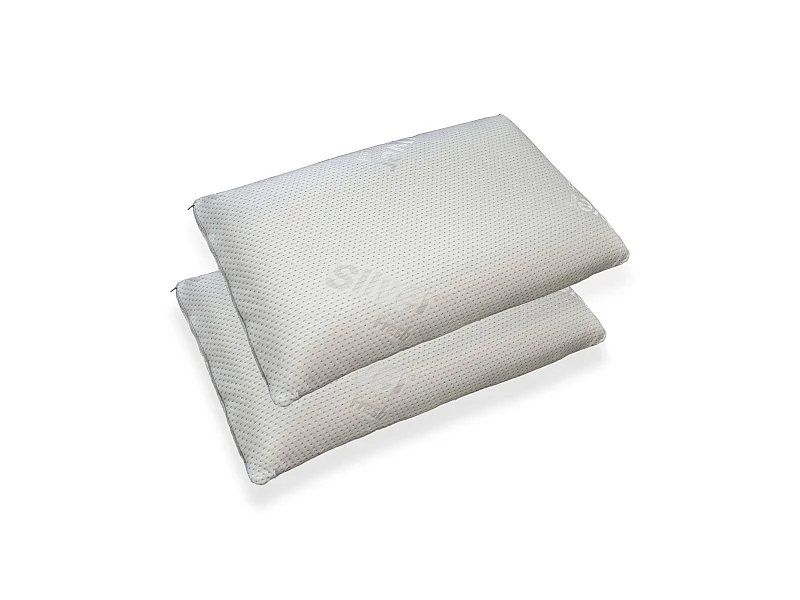 Almofada Ariete, almofada "saboneteira" com capa removível em Memory Foam, 100% Fabricada na Itália, Hipoalergênica e Respirável, 71x41h11 cm, Conjunto de 2