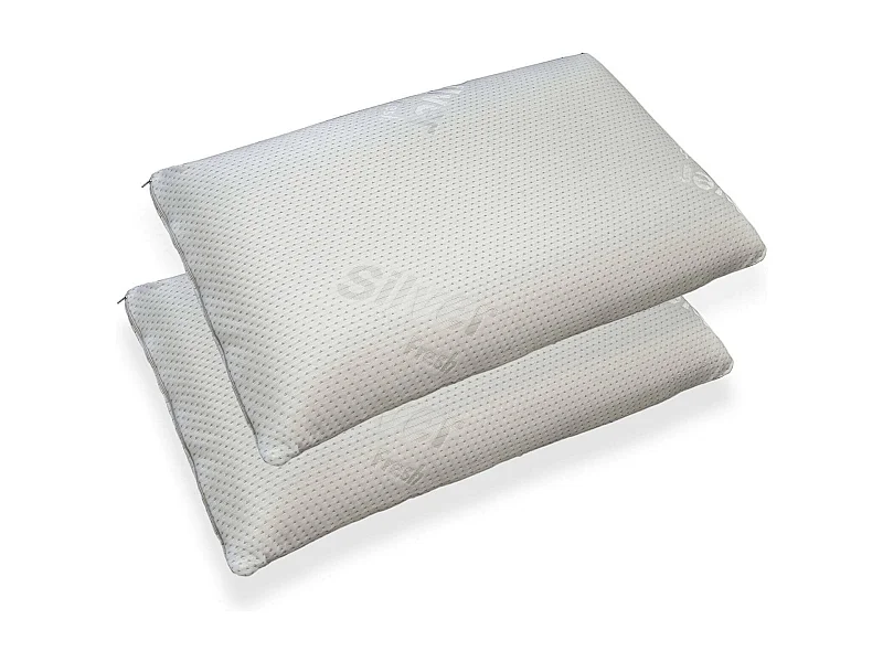 Almofada Daccardo, almofada "saboneteira" com capa removível em Memory Foam, 100% Fabricado na Itália, Hipoalergênica e Respirável, 71x41h11 cm, Conjunto de 2