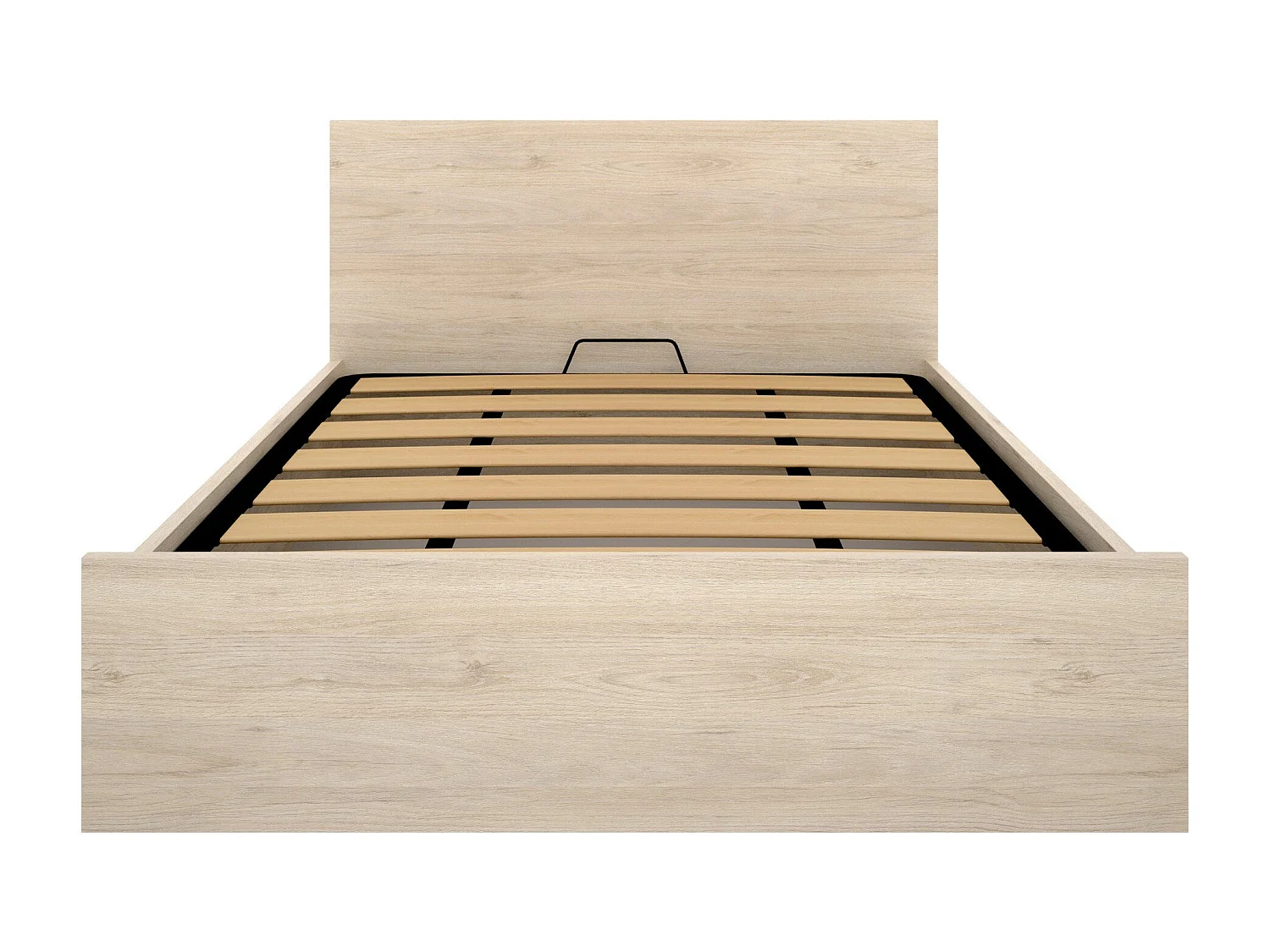 Lit double Piglione, Cadre de lit Sommier inclus, Structure lit coffre pour matelas 150x190 cm, 197x158h95 cm, Chêne