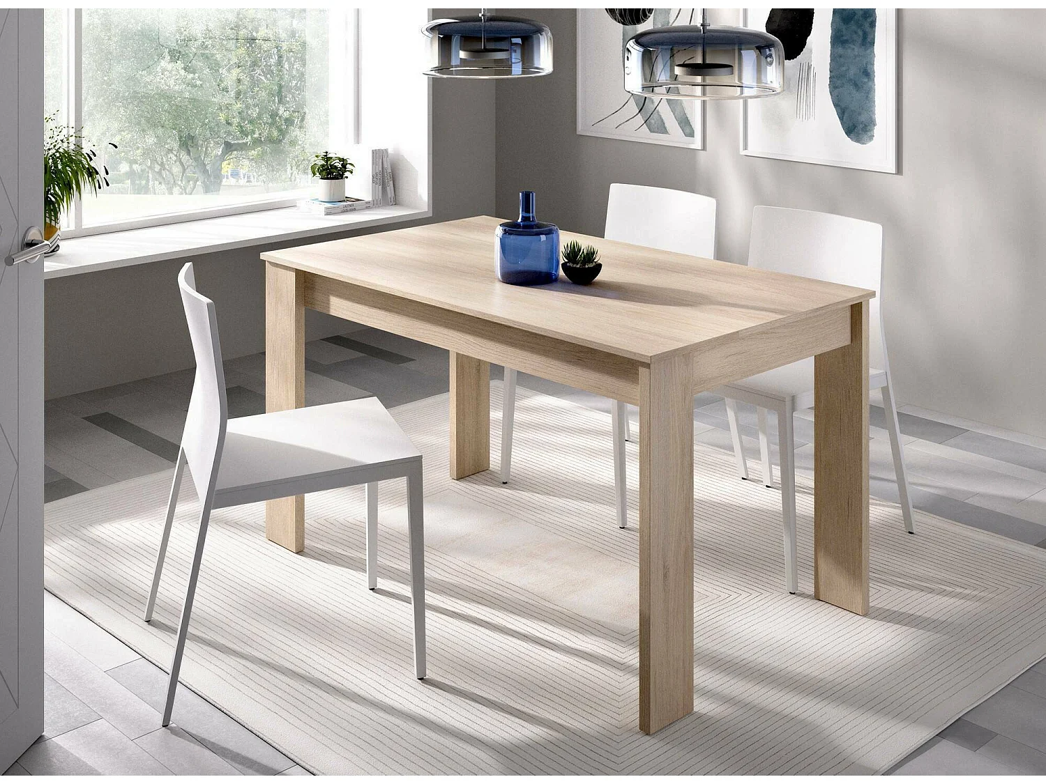 Dmora - Tavolo fisso Alois, 139x81h77 cm, Rovere