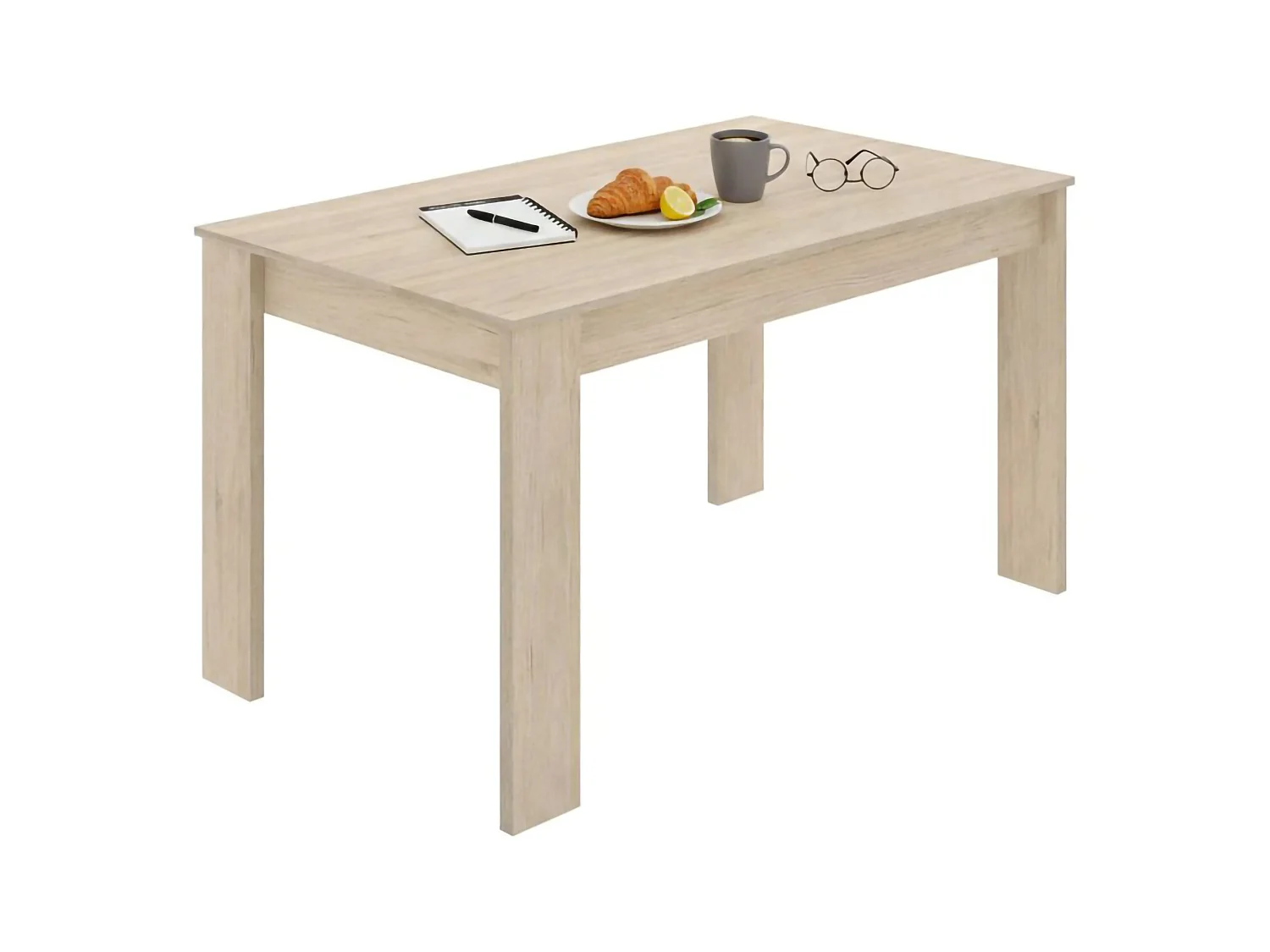 Dbagatt vaste tafel, Multifunctionele eettafel, Rechthoekige keuken- of eetkamertafel, 139x81h77 cm, Eiken