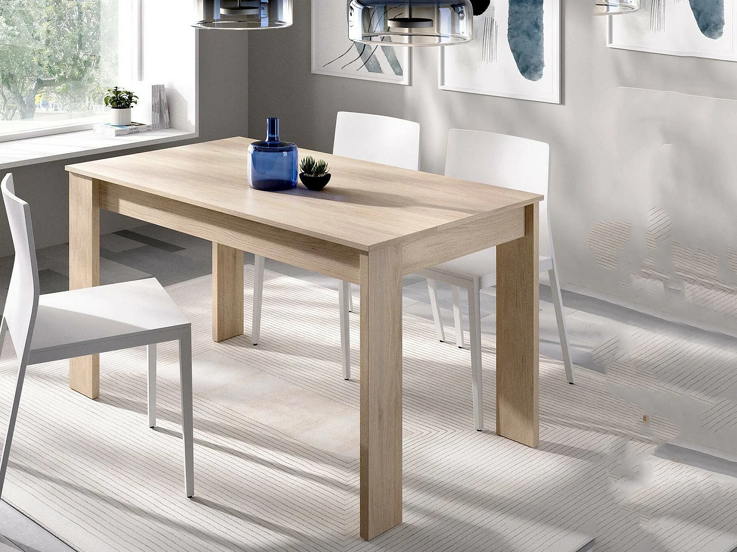 Dbagatt vaste tafel, Multifunctionele eettafel, Rechthoekige keuken- of eetkamertafel, 139x81h77 cm, Eiken