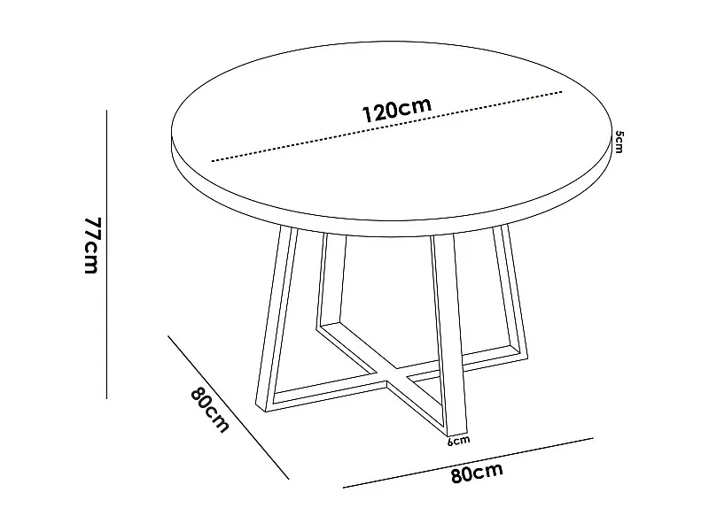 Table fixe Daureli, Table à manger polyvalente, Table ronde de cuisine ou de salle à manger, 120x120h75 cm, Chêne Nodi