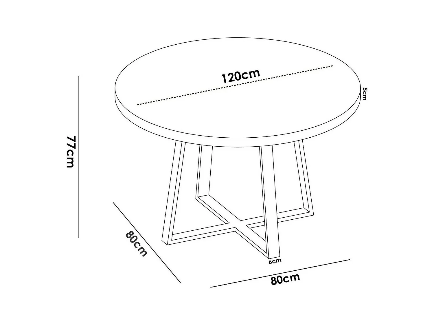 Table fixe Daureli, Table à manger polyvalente, Table ronde de cuisine ou de salle à manger, 120x120h75 cm, Chêne Nodi