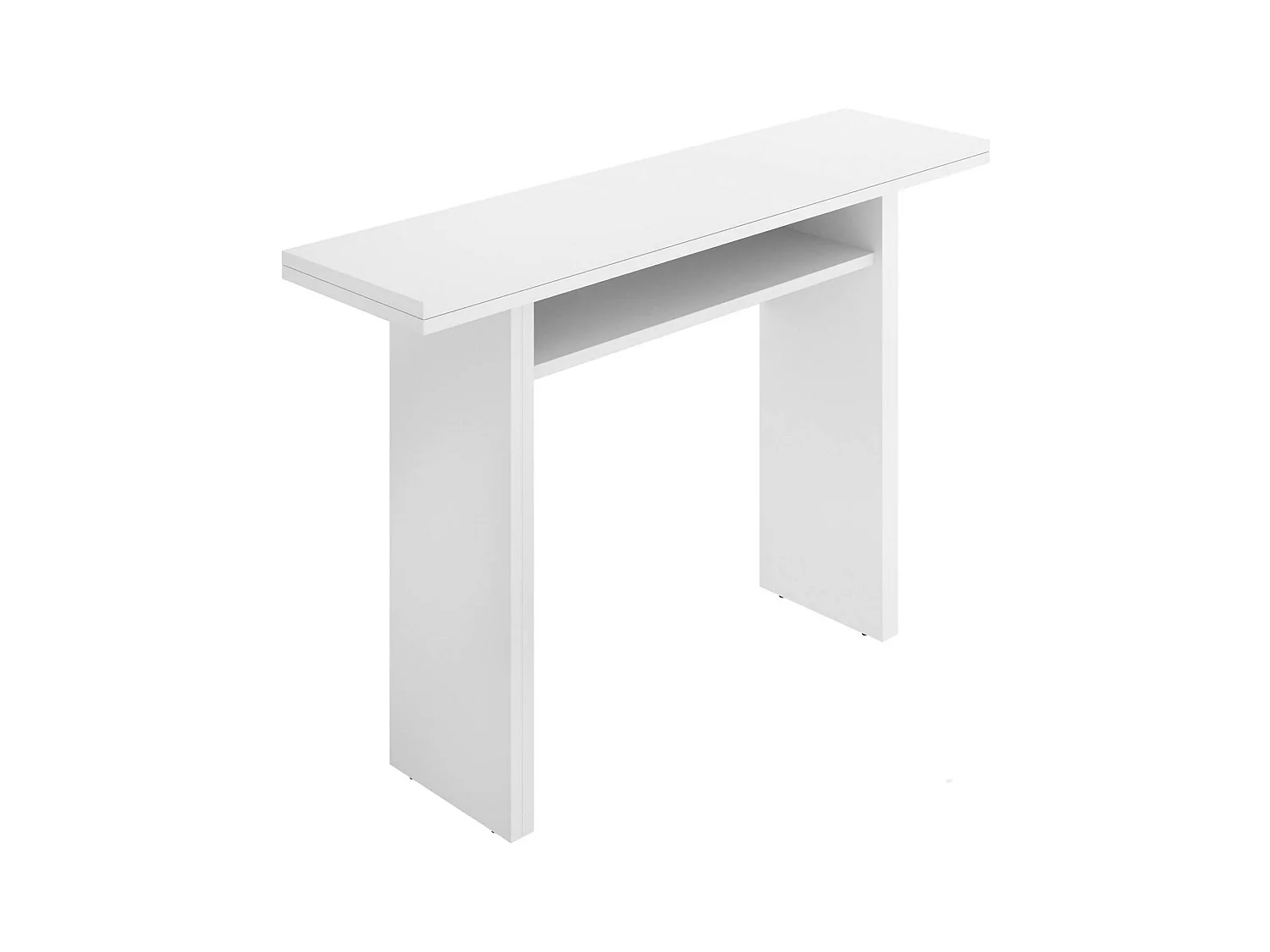 Console extensible Rodella, Console auxiliaire extensible multi-positions, Table à manger pliante avec plateau rabattable, 110x33/66h75 cm, Blanc