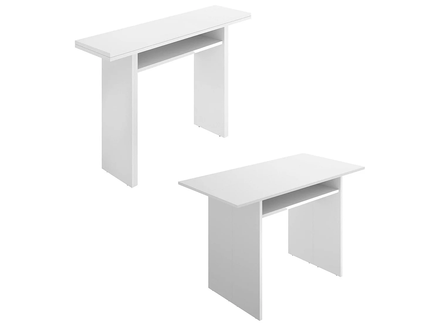 Console extensible Dmanuel, Console auxiliaire extensible multi-positions, Table à manger pliante avec plateau rabattable, 110x33/66h75 cm, Blanc