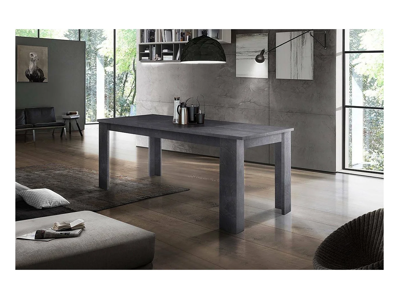 Table extensible Ddariv, Console extensible jusqu'à 12 places, Console extensible 100% Made in Italy, 160/210x90h75 cm, Ardoise