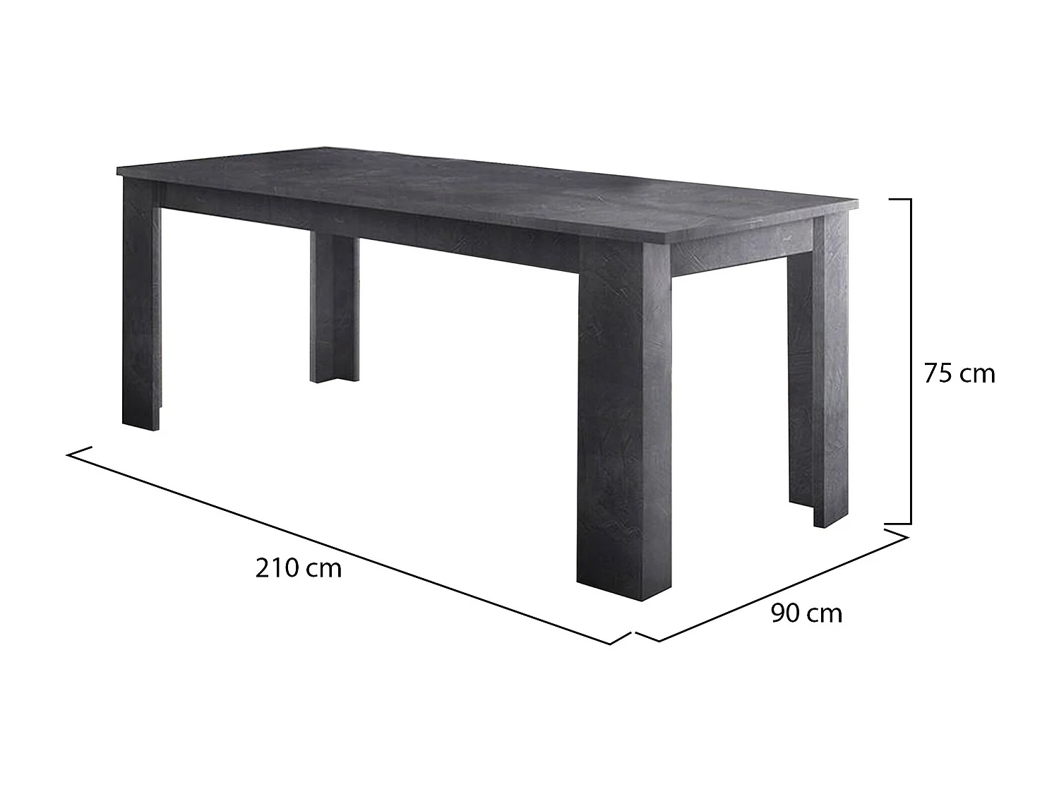 Table extensible Ddariv, Console extensible jusqu'à 12 places, Console extensible 100% Made in Italy, 160/210x90h75 cm, Ardoise