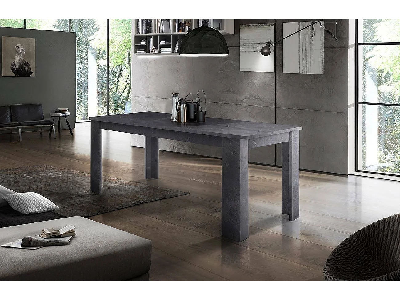 Dmora - Tavolo allungabile Agenore, cm 160/210x90h75, Ardesia