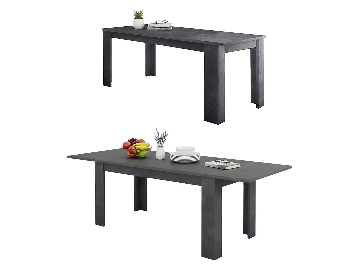 Ausziehbarer Esstisch Ddariv, Ausziehbare Konsole bis zu 12 Sitzplätze, ausziehbare Konsole 100 % Made in Italy, cm 160/210x90h75, Schiefer