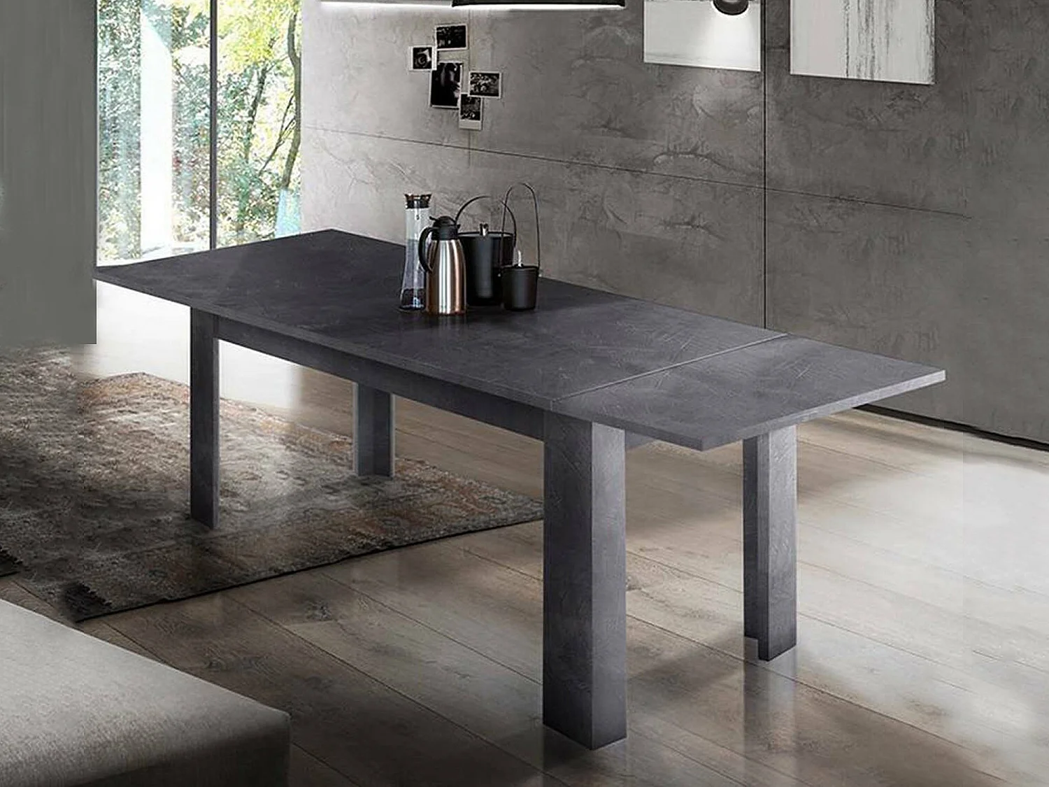 Ausziehbarer Esstisch Ddariv, Ausziehbare Konsole bis zu 12 Sitzplätze, ausziehbare Konsole 100 % Made in Italy, cm 160/210x90h75, Schiefer