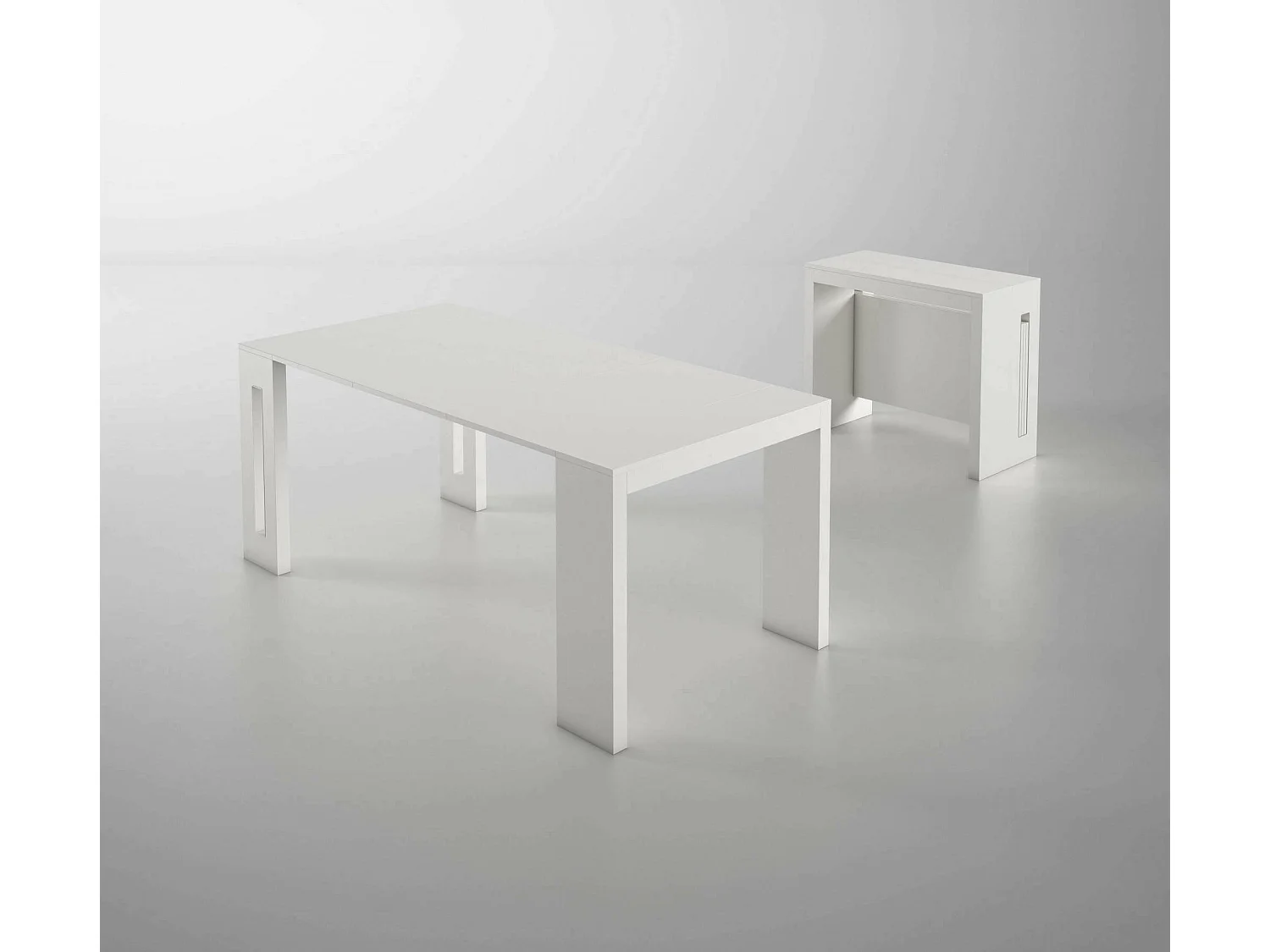 Console extensible Detound, Table à manger extensible, Console polyvalente avec rallonges, 100% Made in Italy, 186x80h76 cm, Blanc