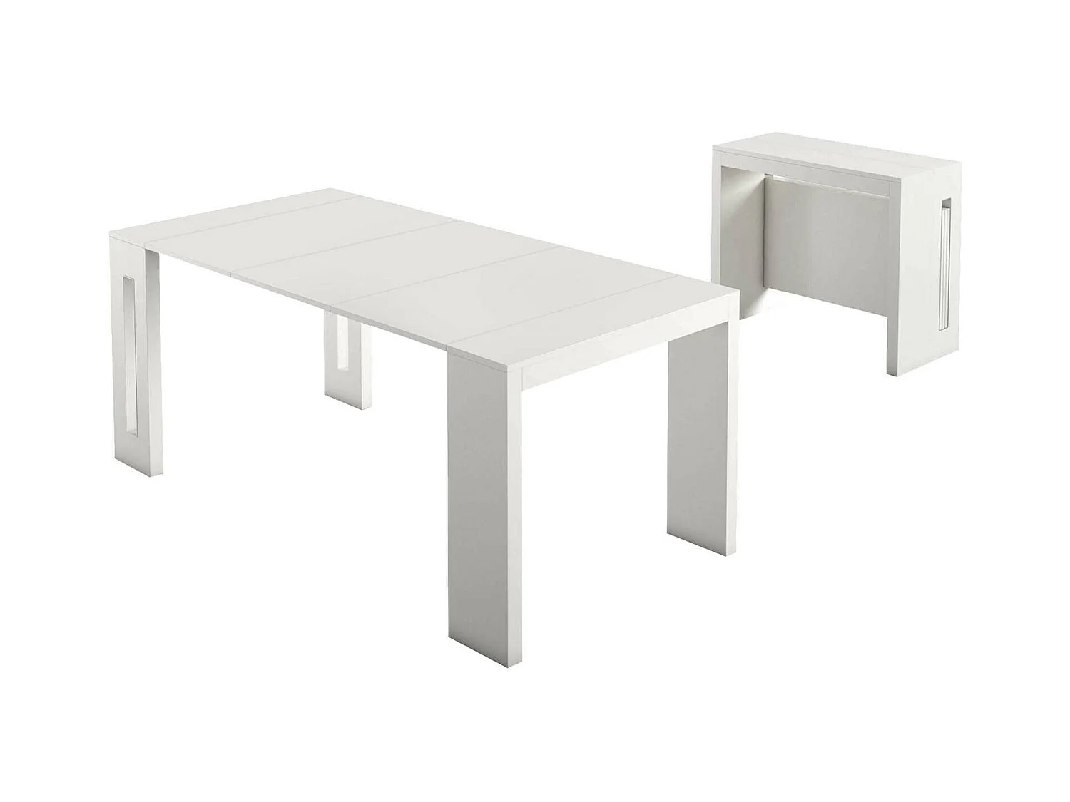 Console extensible Detound, Table à manger extensible, Console polyvalente avec rallonges, 100% Made in Italy, 186x80h76 cm, Blanc