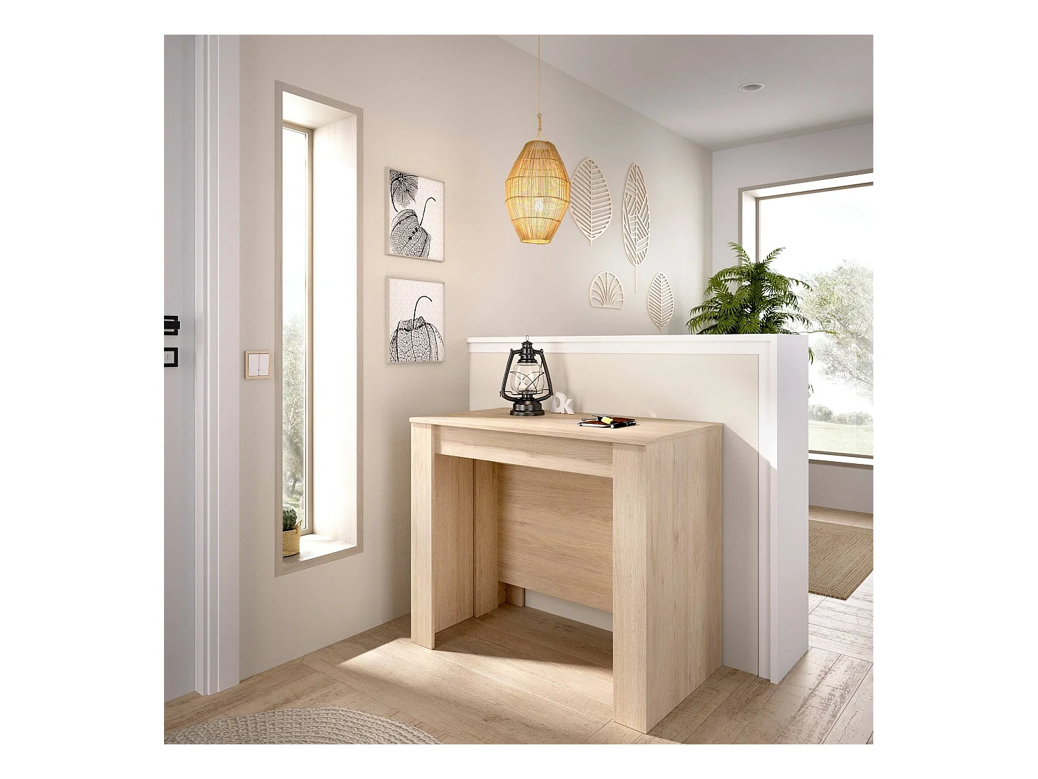 Console extensible Cognolo, Console extensible multi-positions, Table à manger polyvalente, 54/239x90h77 cm, Chêne
