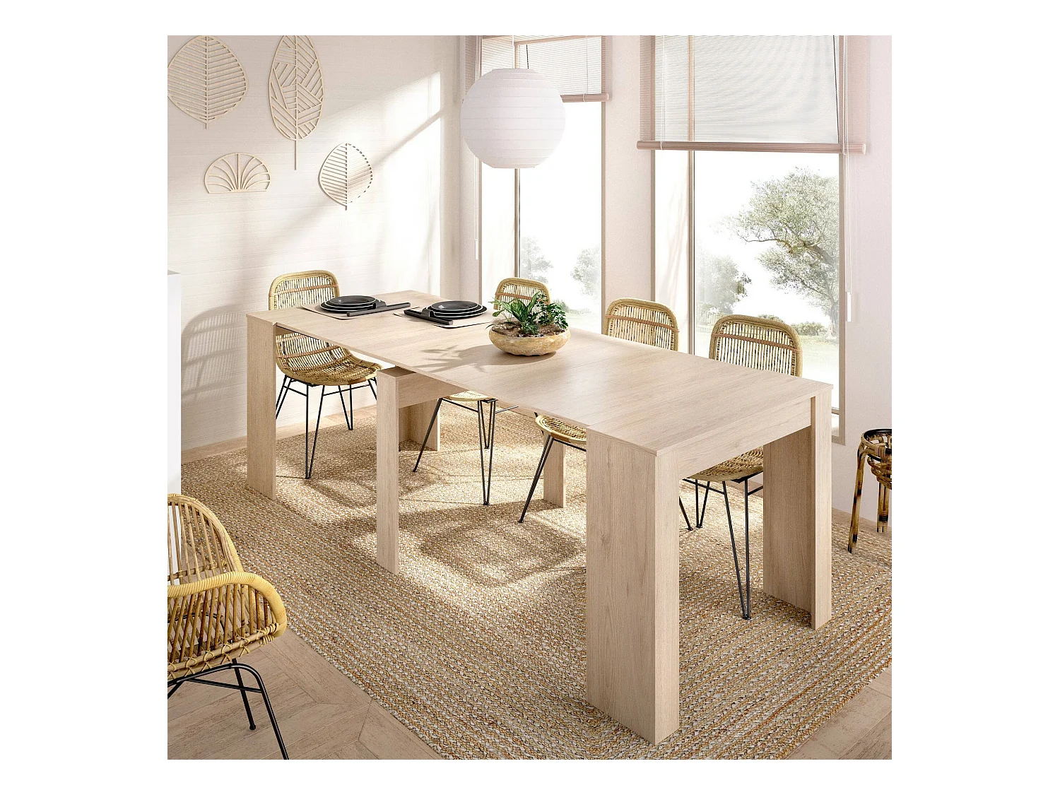 Console extensible Cognolo, Console extensible multi-positions, Table à manger polyvalente, 54/239x90h77 cm, Chêne